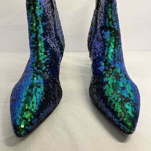 Glamorous Sequin Ankle Boots - Blue and Green